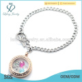 Plata de acero inoxidable cadena cubana con acero inoxidable 316l pulsera de oro rosa medallón